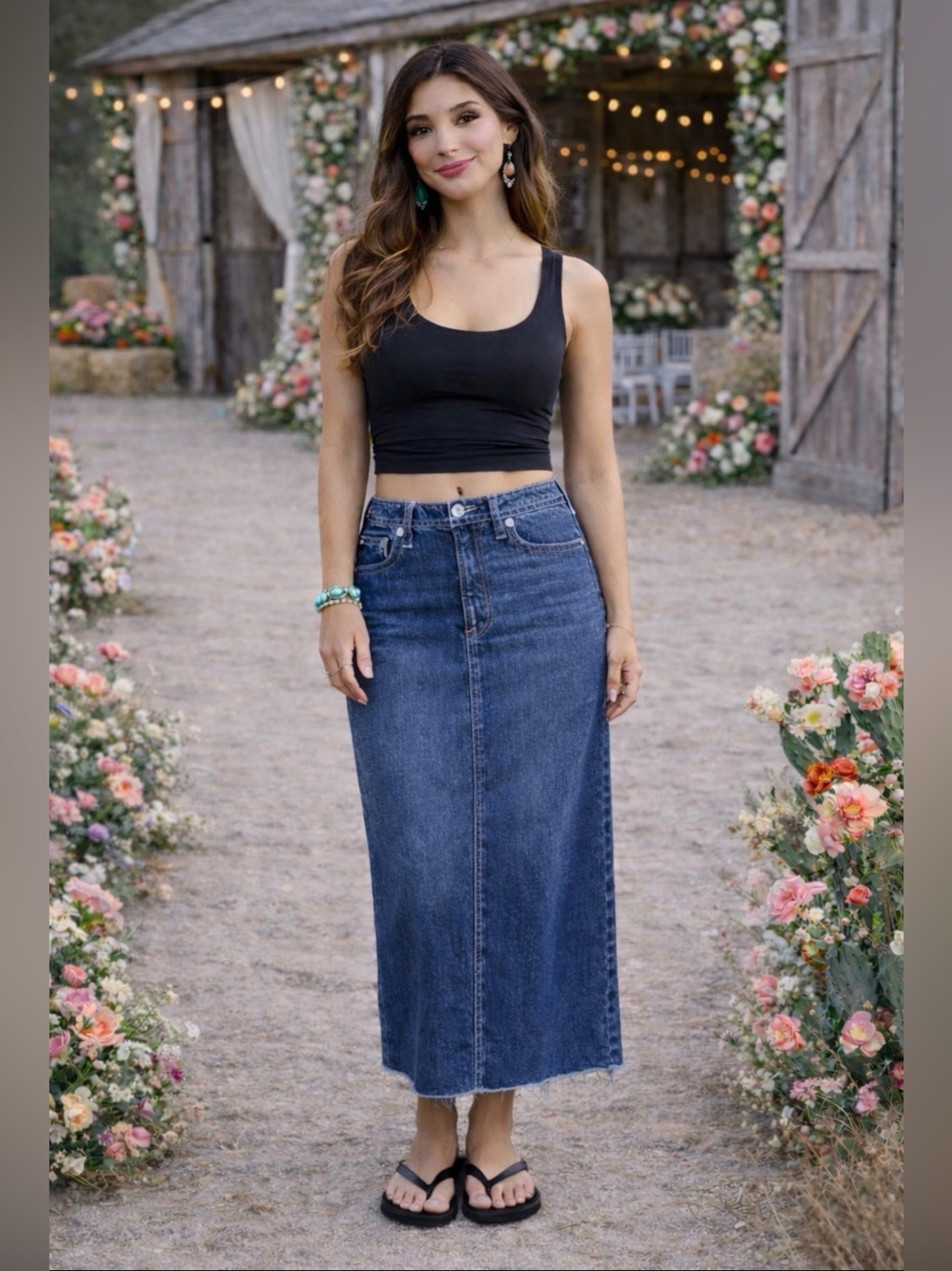 Miss Me Dark Blue Denim Maxi Skirt - Picture 5 of 10
